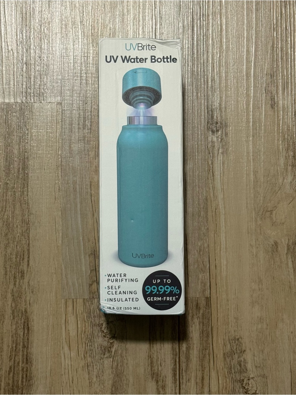 UV Brite 18.6 Oz Self Cleaning Water Bottle Brand New